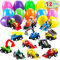 JOYIN 12 Stück gefüllte Ostereier mit Spielzeugautos, buntes, vorgefülltes, rückziehbares Baufahrzeug und Rennauto für die Jagd von Kindern und Jungen, Korbfüller, Partygeschenke