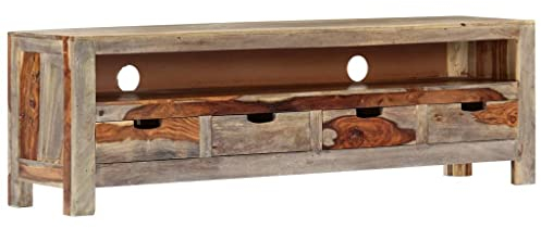vidaXL Sheesham Mueble TV 4 Cajones + 1 Estante Madera Maciza Palisandro en Bruto Rústico Módulo Televisión Mesa Baja Televisor Aparador Salón Comedor