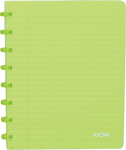 Atoma - Ringbuch Notizbuch Liniert Kariert A5 Format 72 Blätter - Hellgrüner Deckel