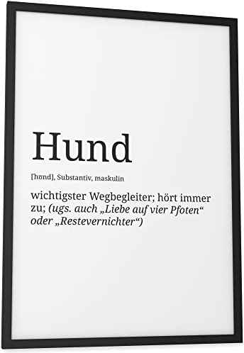 Papierschmiede® Definition: Hund, DIN A3 fertig gerahmt (Rahmen: Material und Farbe wählbar), Wandbild für Wohnzimmer, Schlafzimmer, Küche, Esszimmer, Poster Geschenk Wanddeko aufhängefertig