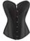 RHISLEO Women Satin Plain Pure Black Bustier Top Burlesque Basque Shaper Boned Corset (Black, 10)