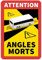 6 Stück Attention Angles Morts für Bus / Wohnwagen 25 x 17 cm Aufkleber Sticker Hinweiszeichen Schild Frankreich mit UV Schutz speziell für Außenbereich von STROBO