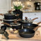 Kitchen Academy - Set di pentole antiaderenti per induzione, 12 pezzi, in granito nero
