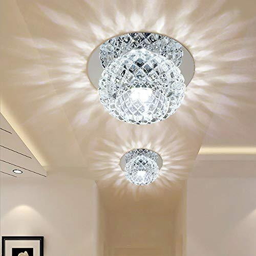 TIEMORE Lámpara De Techo Para Pasillo, Cortinas De Luz Esféricas Lámpara De Techo De Cristal, Lámpara Colgante Led De 5 W, Focos Empotrados, Iluminación Cercana Al Techo Para Pasillo, Pasillo