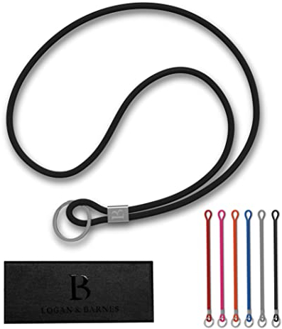 LOGAN & BARNES Schlüsselanhänger Band - Robustes Schlüsselband lang - Hochwertiger Schlüsselring - Schlüsselband Lanyards für Ausweise und Schlüssel - Modell PARIS (Schwarz, langes Band)