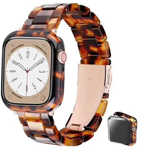 Omter Armband mit Hülle, kompatibel mit Apple Watch 49 mm, 45 mm, 44 mm, 42 mm, 41 mm, 40 mm, 38 mm, modisches Harzband für Damen und Herren, iWatch Ultra 2/1 Serie 9/8/7/SE/6/5/4