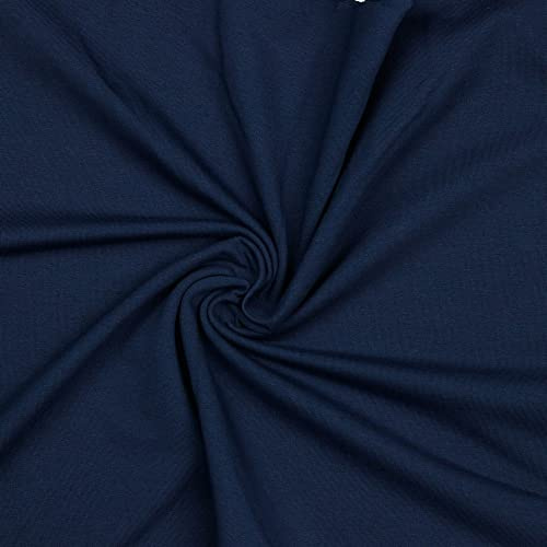 French Terry Uni Meterware Tex + GOTS zertifiziert über 50 Farben zur Auswahl Sweat (019 I Navy, 100 x 150cm)