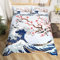 Loussiesd Kirschblüten Bettwäsche Set Japanische Bettbezug für Kinder Mädchen Frauen Ozean Wave Dekor Bettwäsche 135x200cm Rosa Japanische Ukiyoe Thema Bettbezug mit 1 Kissenbezügen