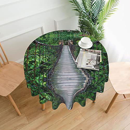 Runde Tischdecke mit Inka-Seil-Brücke, 152 cm, wasserabweisend, waschbar, für runde Tische