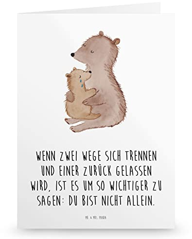 Mr. & Mrs. Panda Klapp Trauerkarte Bären mit Kind Weinen - Edle Trauerkarte, Handgemachte Trauerkarte, Trauergrußkarte, Verlust, Oma, Beileidsprüche,