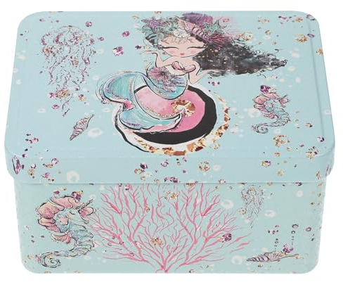 Cabilock Lata de Metal Vintage Rectangular para Galletas - Caja Retro con Tapa para Té, Dulces y Joyas