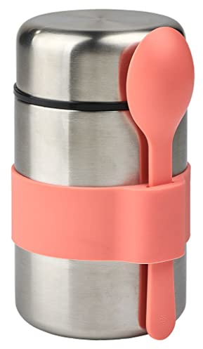 moses. Fernweh Thermobehälter für Essen – Warmhaltebehälter Apricot aus rostfreiem Edelstahl, Vakuumisolierte Lunchbox mit Löffel, Thermogefäß mit 400ml Fassungsvermögen, 82492