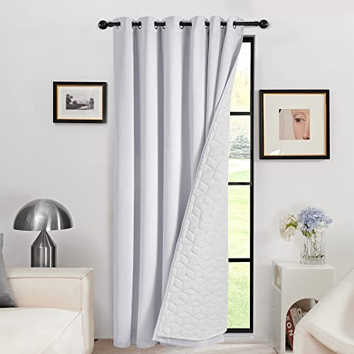 Deconovo Verdunklungsvorhang Vorhang Wärmehaltung Thermo Gardinen Winter Dicke Vorhänge Lärmschutz Kälteschutz Wärmeisolierend Türtrenner Winddicht, 260x200(HöhexBreite), Silber Grau, 1 Stück