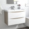 Meuble de Salle de Bain avec Vasque 80 cm, Meuble Blanc et Bois avec 2 tiroirs, Meuble démonté