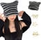 Y2K Mütze mit Katzenohren, gestreift, gehäkelt, Vintage, Grunge-Zubehör, Slouchy Beanies für Damen, Schwarz #2, Einheitsgröße
