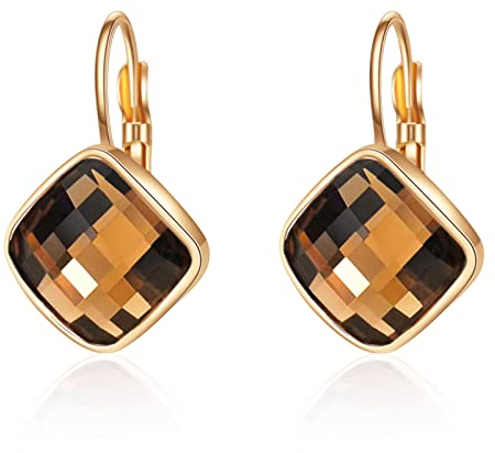 VONSSY Ohrringe aus Kristall in Roségold für Damen | Edelstein Creolen | Brisur-Tropfen-Ohrringe | Silber Ohrhänger Schmuck Geschenk für Frau Freundin (Champagner)