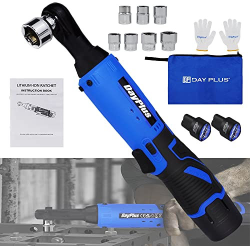 12V Power Ratchet Wrenches Set with 2pcs 1500mAh Batteries and Fast Charger, Electric Ratchet Wrench Set 3/8 Inch Battery Powered, 7 Sockets Power Ratchet Tool, 230 RPM Variable Speed Trigger
