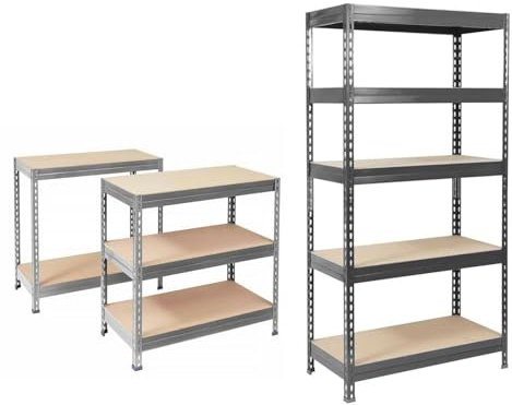 KARAT Rayonnages Charges Lourdes en métal pour Magasin & Garage - Étagères modulable à Grande Tenue - Rangement métallique pneus Charge Max. 1250 kg- Grizzly- Anthracite-Gris, 180 x 90 x 45 cm
