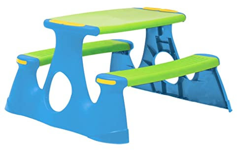 vidaXL Picknickbank für Kinder, Kindersitzgarnitur für 4 Kinder über 18 Monaten, Kindersitzgruppe mit 2 Bänken, Picknicktisch Gartentisch, Polypropylen