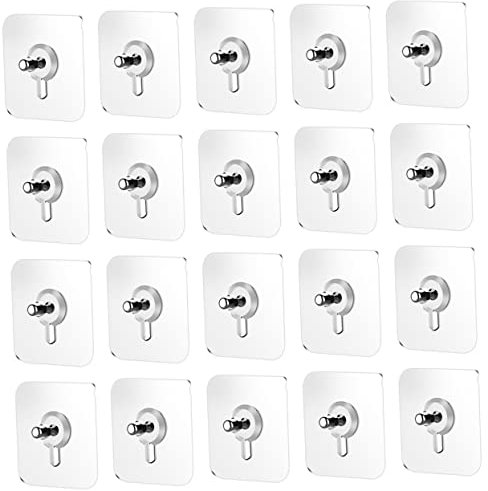 Cabilock 20piezas Ganchos Adhesivos Para Colgar Pared Soporte Sin Daños Para Marcos De Fotos y Decoración De Cocina Fáciles De Usar Superficies Variadas