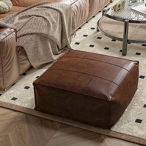 BNCKTRD Braunes Quadratisches Dickes Bodenkissen, Meditations Kissen, Japanisches Tatami-Bodenkissen, Sofa Balkon Kissen, Lederimitat 45 * 45 * 20CM