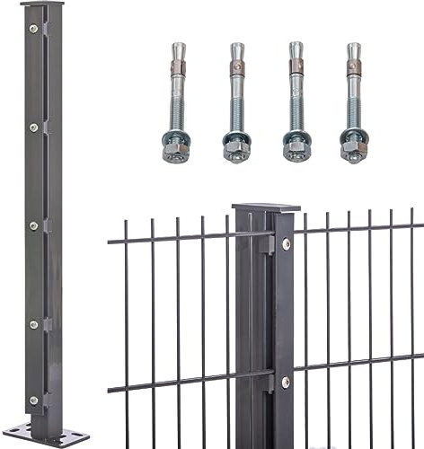 Doppelstabmattenzaun zum Aufdübeln 656 in Anthrazit | Gartenzaun | Stabmattenzaun | mit Fußplatte 300mm | 45-123 cm