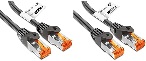 mumbi LAN Kabel 2m CAT 6 Netzwerkkabel geschirmtes F/UTP CAT6 Ethernet Kabel Patchkabel RJ45 2Meter, schwarz (Packung mit 2)