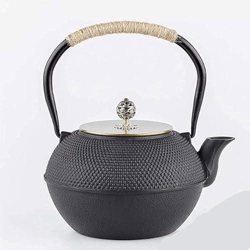 LeGDOr Cast Iron Teapot With Infuser Handmade Tetsubin Cast Iron Kettle Teapot With Stainless Steel Infuser Gas Stovetop Kettle Black Tea Pot 1200Ml Teteras para fogón