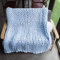 Decke gestrickt, handgefertigt, riesige klobige Grobstrickdecke, Wollgarndecke, Tagesdecke, Überwurf, Heimdekoration, Geschenk (Farbe: Hellblau, Größe: 120 x 150 cm)