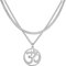 AB India Crafts Dezenter Anhänger Mantra Om Aum Symbol mit dekorativer Doppel Kette geprüfter Edelstahl Farbe silber in Schmuckbox | Indien Spiritualität Meditation Yoga (silber)