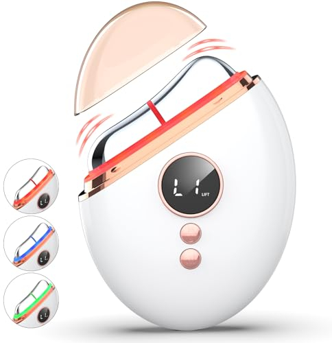 EMS Gua Sha, Profey Gesichtsmassagegerät, Gua Sha Elektrisch mit Wärme, EMS Gerät Gesicht mit Rotlicht, Blau, Grün, Gesicht Lifting Gerät Für Gesicht Anti Falten Anti Aging