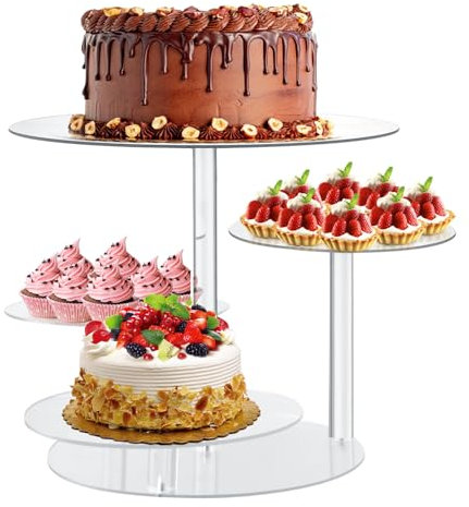 Focenat Présentoir à Gâteaux à 4 Étages, Présentoir à Cupcakes en Acrylique Transparent, Présentoirs Gâteaux Dessert, Presentoir Aperitif Buffet, pour Mariages, Anniversaires, Bébé Fête, Après-Midi