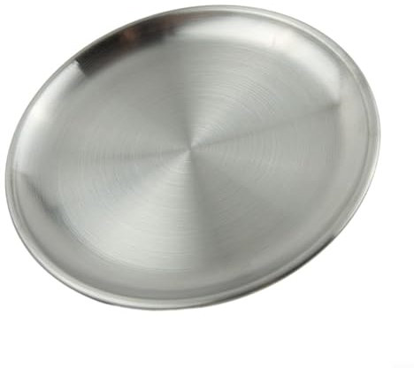 Piatti piani in acciaio inox, diametro 14/17/20/23/26 cm, piatti rotondi per colazione, pranzo, piatti da portata per cucina, campeggio, barbecue (17 cm)
