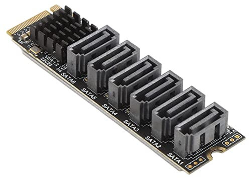 M.2 to SATA3.0 Adapter Card, M.2 M EKY PCIE3.0 to SATA Adapter Card, ASM1166 6Gbps Ph516 6 Port Expansion Interface Card with Smart Indicator for OS X, for for Linux