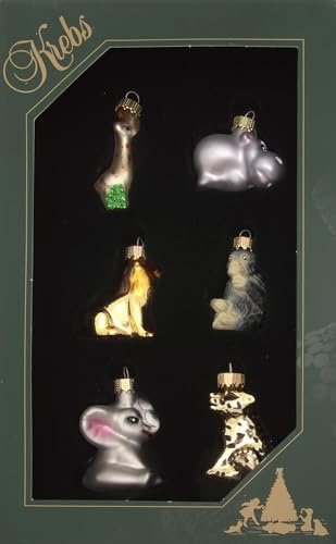 Krebs Glas Lauscha - Weihnachtsdekoration/Christbaumschmuck aus Glas - Mini Zoo Set - Menge: 6 Stück - Größe: ca. 3,5 cm