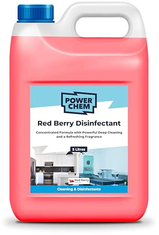 Disinfectant Concentrate Liquid - Multi Surface All Purpose - Antibacterial - Antiviral - EN1276 | Use in Kennels, Toilets, Kitchen, Office, Astro Turf & Many More Other Surfaces (5L, Red Berry)