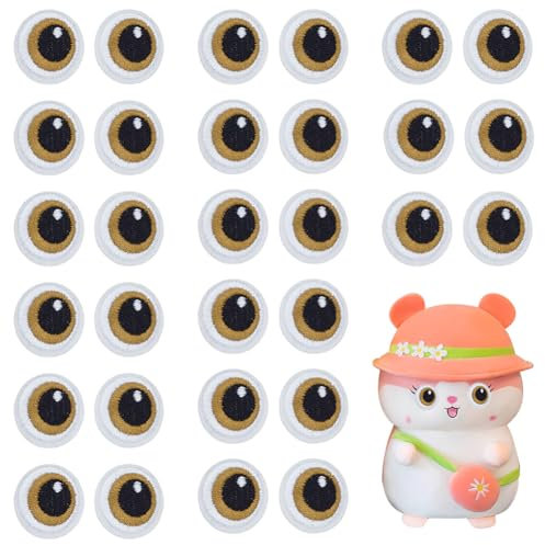 FINGERINSPIRE 15 Paar Bestickte Cartoon Augenklappen 28x24mm Zum Aufbügeln Puppenaugen Stickerei Augenklappen Cartoon Augen Kostüm Accessoires Für Jacken Kleidung DIY Accessoires