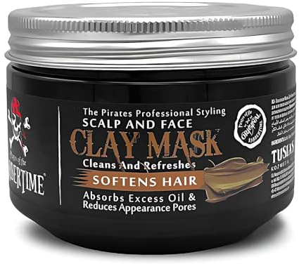 BARBERTIME Clay Mask 450g | Tiefenreinigende Gesichtsmaske gegen unreine Haut & Akne | Mit Kaolin, Vitamin E & Sacha-Inchi-Öl | Entfernt überschüssiges Öl, reinigt Poren & beruhigt die Haut