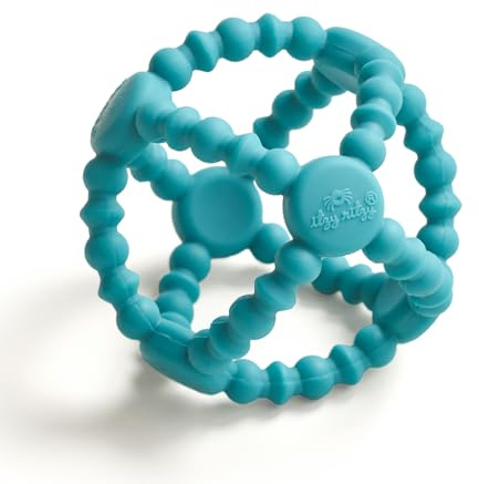 Itzy Ritzy Teething Ball – Flexible Teether Ball Soothes Sore Gums & Features Easy-to-Grip Design - Made of BPA-Free Silicone - Designed for Ages 3 Months and Up (Teal)