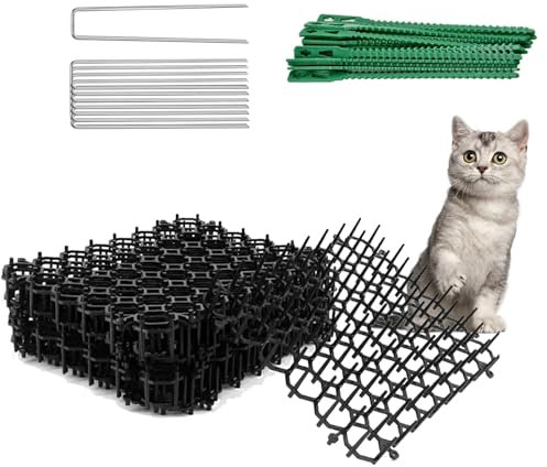 Cat Deterrent Mat,Ompinda 12 Pack 8x6 inch Cat Repellent Barrier with Spikes Cat Scat Mat for Indoor Furniture or Plant, Outdoor Garden Fence