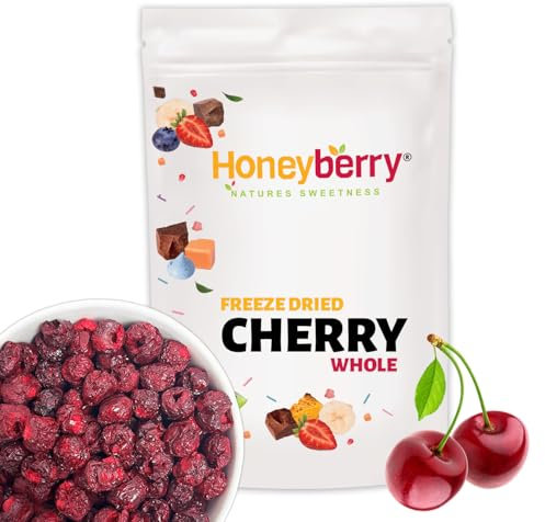 Amarena Liofilizzata Intera 100g – Ciliegie Acide Disidratate – Frutta Liofilizzata e Disidratata – Ciliegie Liofilizzate Secche – Amarena Disidratata per Dolci, Decorazioni, Dessert e Cocktail