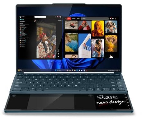 Lenovo Yoga Book 9i AI Laptop | 2x14 2.8K WQXGA OLED-Toch Display | Intel Core Ultra 7 | 32GB RAM | 1TB SSD | Intel Arc 140T Grafik | Windows 11 Home | QWERTZ | Tidal Teal | 3 Jahre Premium Care