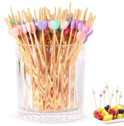 Sandiyago 200 Pièces Pique Cocktail Bois, Pouces Brochettes à Cocktail, Bâtonnets de Fruits en Bois, Brochettes Cocktail Bois pour Pique Aperitif, Habiller Toutes Sortes de Gâteaux, Légumes, Fruits