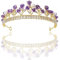 MEZHEN Rosen Kristallkrone Tiara Krone Damen Strass Krone Mädchen Braut Haarschmuck Diadem Hochzeit Kopfschmuck Lila Tiara Karneval Valentinstag Party Brautschmuck