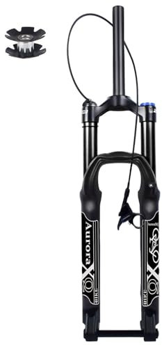 LYYCX AuroraXQ Fourche Suspendue VTT Voyage 160mm 26/27,5/29 Pouces, Axe de 15mm × 100mm Droite/Conique Fourche Air pour Vélo Réglage du Rebond pour MTB DH Descente(Straight Remote Lock,29)