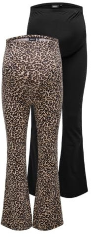 ONLY MATERNITY Damen Olmlovely Leo Flared Pant 2-Pack Noos (2er Pack) | Leggings