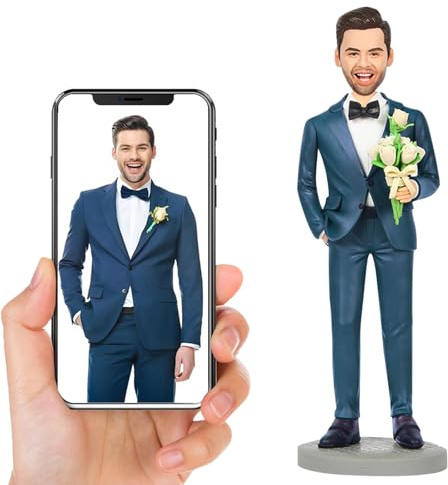 Personalisierte Wackelkopf-Figuren, Personalisiertes Vollsatz Handgefertigte Benutzerdefinierte Weiche Puppe Figur Statue, Vatertags Muttertag Weihnachten Valentinstag Statue Geschenke (18cm)