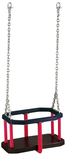 Gummi Babyschaukel mit 3 m Kette & Schäkel – Kleinkindschaukel/Schaukelsitz mit Aluminiumeinlage, Maße 43×28×25 cm, bis 36 Monate