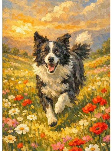JICFDAO 5D Diamond Painting Hund Border Collie 30x40cm Malen nach Zahlen Hund Diamant Malerei Welpe Diamant Painting Tiere Blumen Stressfrei Basteln Anfängerfreundlich Home Wand Decor oder Geschenk