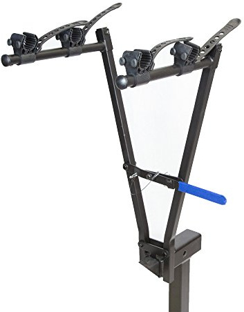 Heininger Advantage V-Rack 2-Fahrrad-Anhängerkupplungsträger, Abschleppen während des Transports, abschließbares Kabel im Lieferumfang enthalten, kompaktes und zusammenklappbares Design, komplett